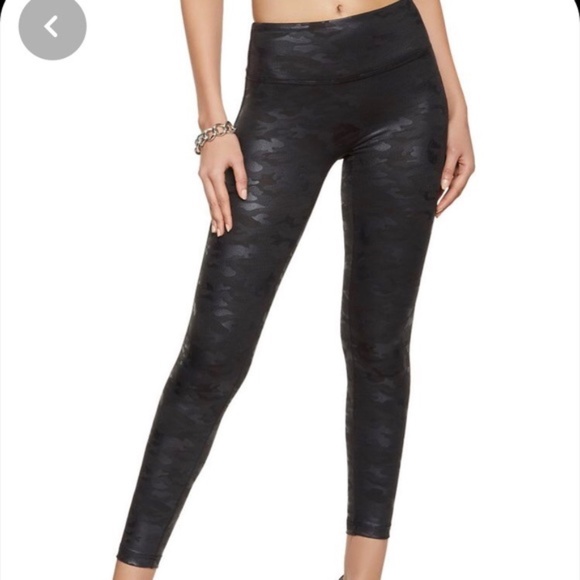 Shinestar Pants - NWT Black Camo Faux Leather Tummy Control leggings